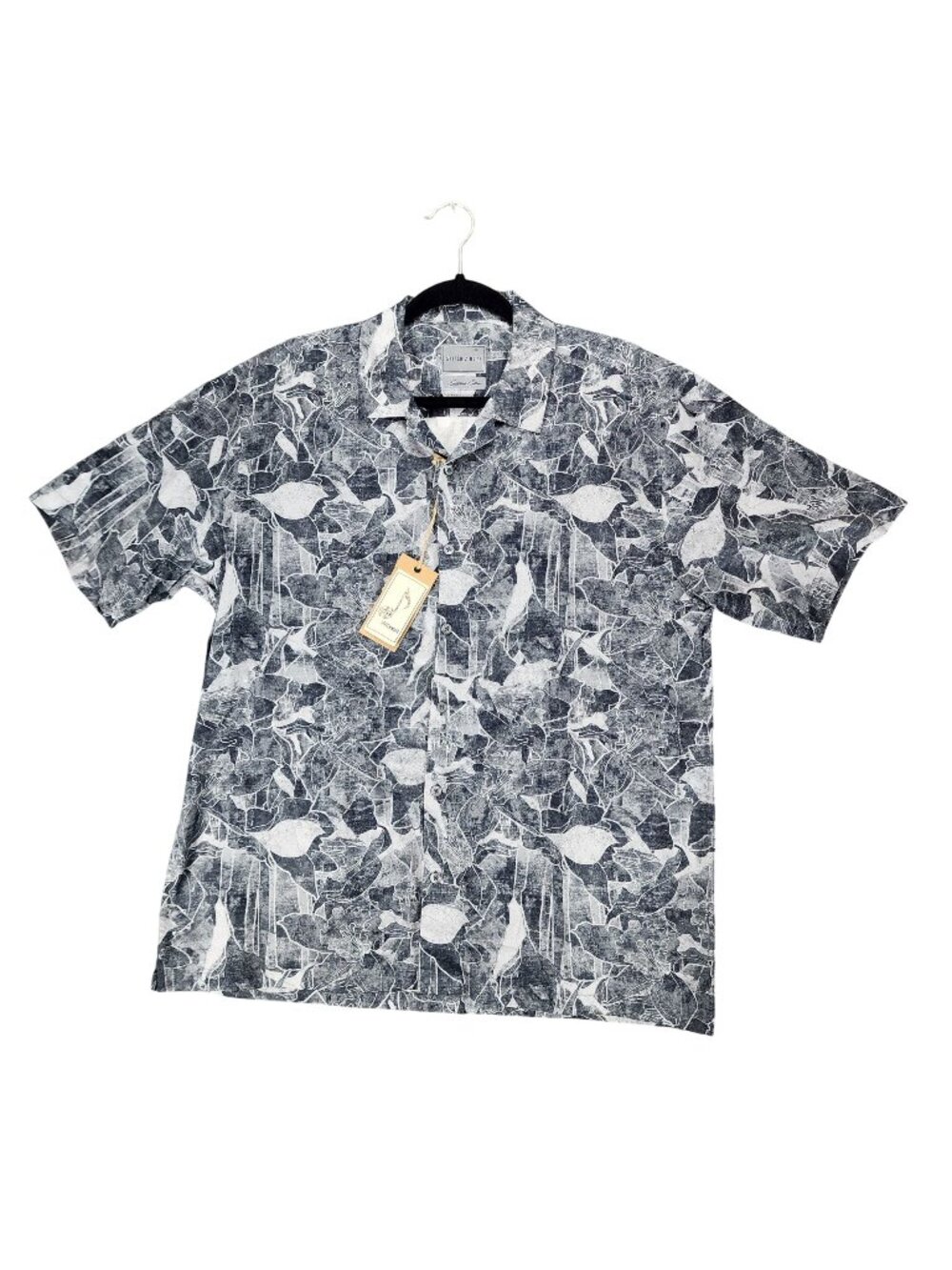 Stitch Note Shirt Mens XL Gray Short Sleeve Button Up *NWT*